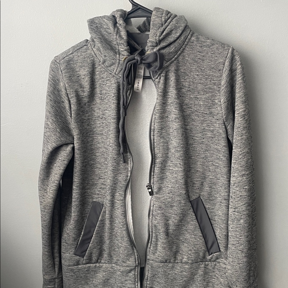 90 Degree By Reflex Light Gray Zip-Up Hoodie